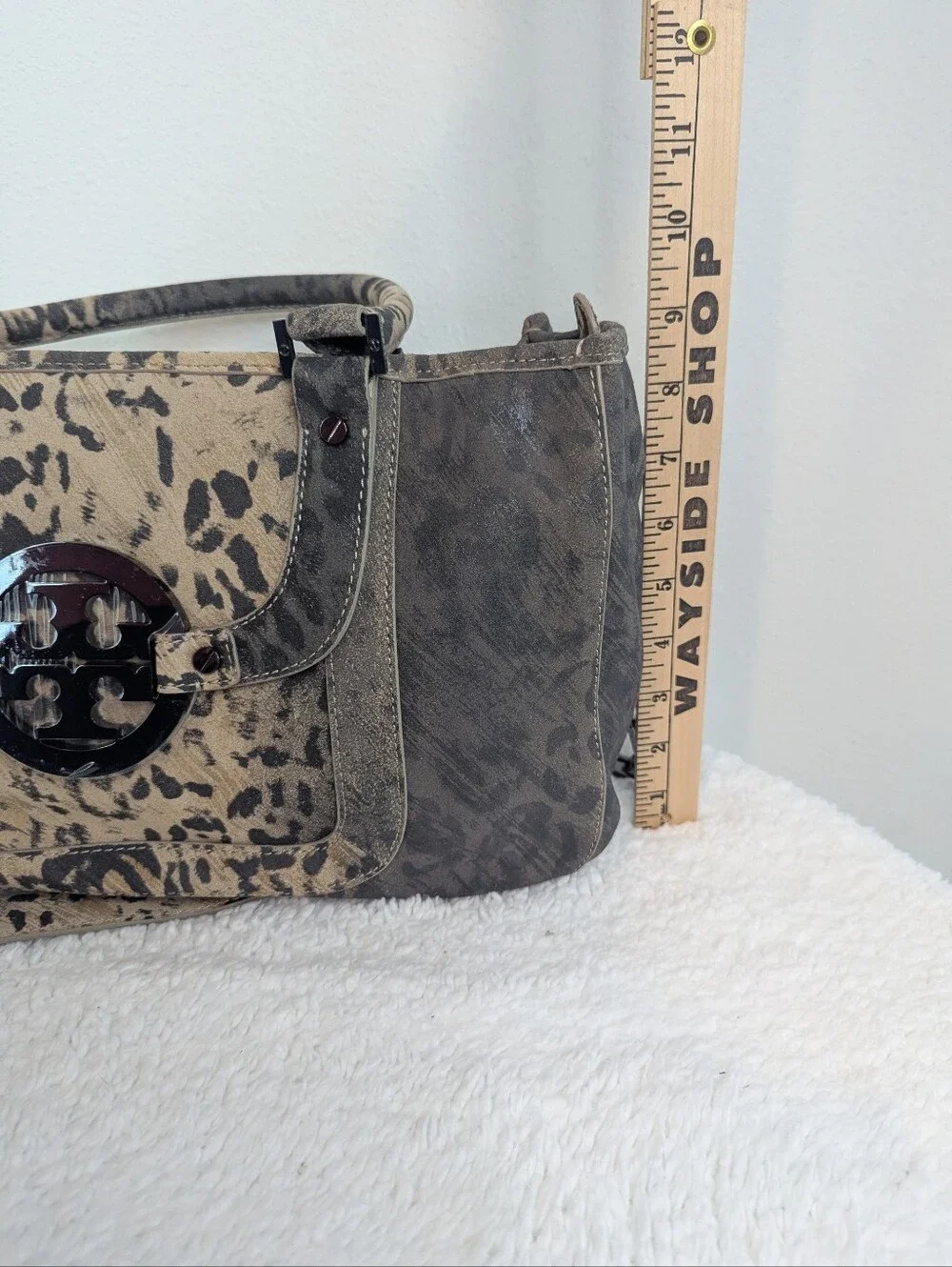 Tory Burch Amanda Leopard Print Satchel Chain Strap NWT Tag Coconut 11109017 - Picture 11 of 15
